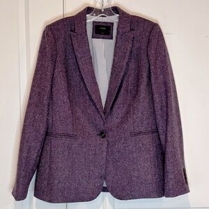 J. Crew Parke Purple Herringbone Moon Wool Single Button Blazer 12